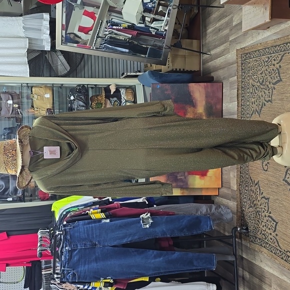 Savage X Fenty Olive Green Sparkle Sleep & Shine Hooded Zip-up Onsie Jumpsuit 3X - Picture 3 of 9